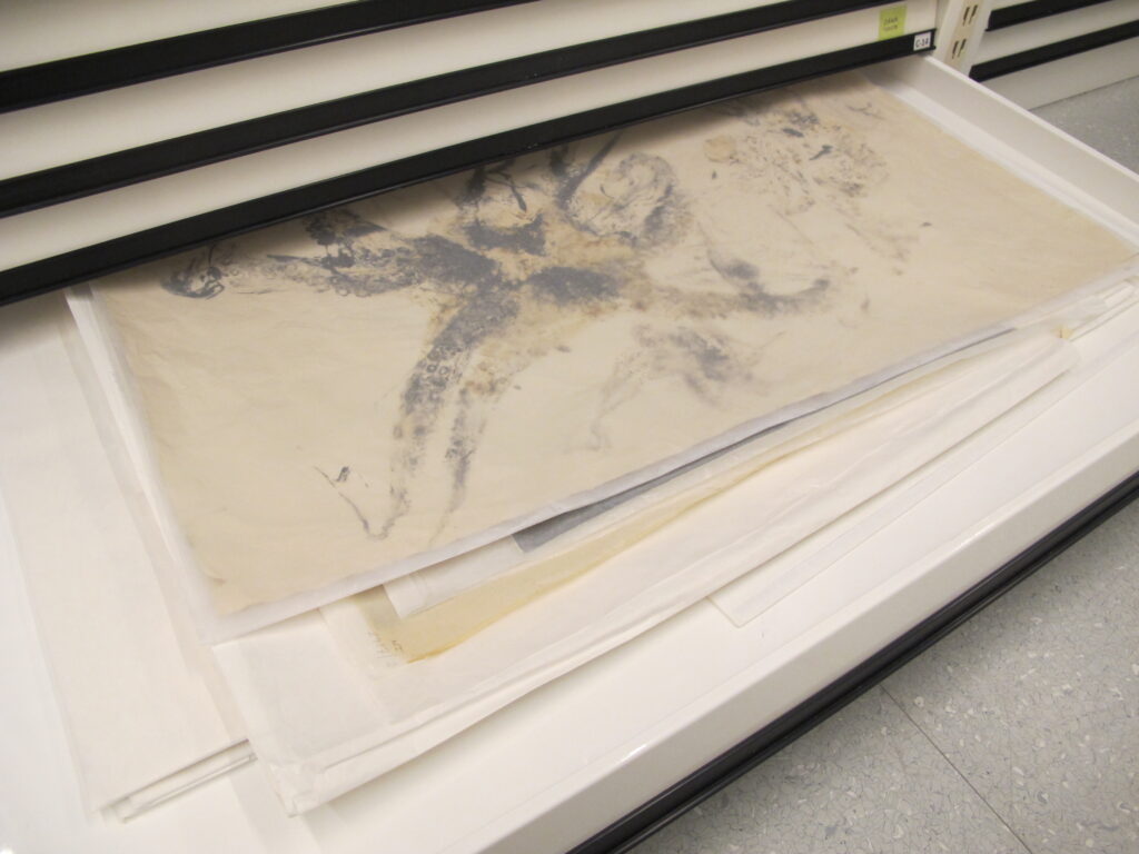 Flat file with large-format works before the improvement of the storage system